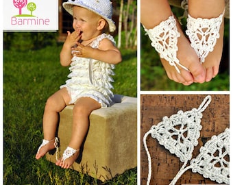 Crochet Baby Barefoot Sandals, Baby Foot accessories, Photo prop, Beach Pool Anklet, Lace Sandals, Your choice of color