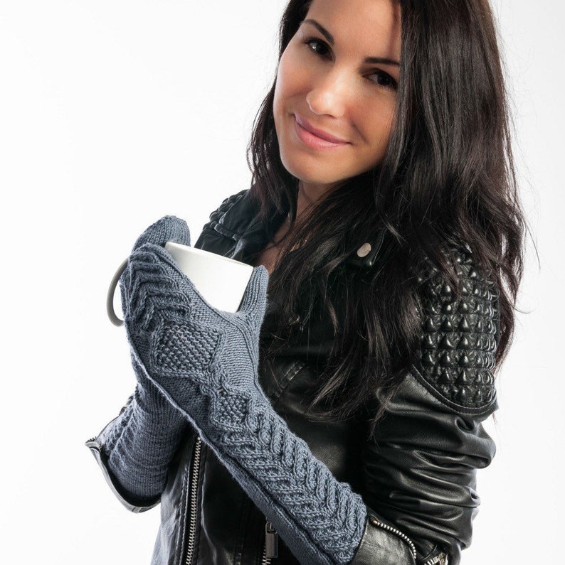 Knit Mitten Cable Knit Women's Convertible Mitten in Gray Etsy