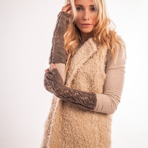 Damen Armstulpen, gestrickte Handschuhe Winter Damen Armstulpen, lange Armstulpen, Pulswärmer offene Arbeitshandschuh