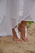 Bridal Barefoot Sandals White crochet barefoot sandals Bridal Foot jewelry Beach wedding barefoot sandals Lace shoes Beach wedding sandals product logo