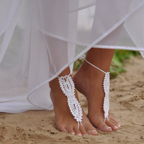 Bridal Barefoot Sandals White Crochet Barefoot Sandals Bridal - Etsy