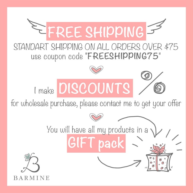 May include: A pink and white graphic with text that reads "FREE SHIPPING" and "DISCOUNTS". The image also includes a drawing of a gift box and the text "GIFT pack". The brand name "BARMINE" is also visible.