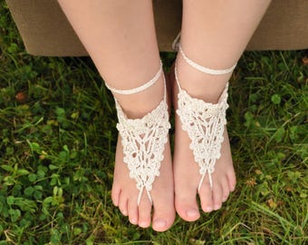 Flower girl barefoot sandal Crochet Toddler Barefoot Sandals Girl Foot accessory Photo prop Beach Anklet Lace Sandals Your choice of color