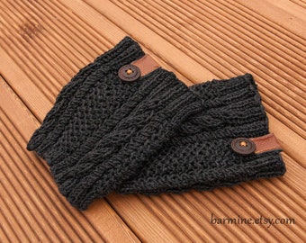 Grey leg warmer, Cable Knit Boot Topper