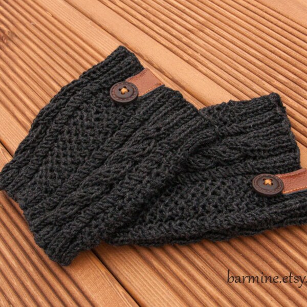 Chauffe-jambes gris, Cable Knit Boot Topper
