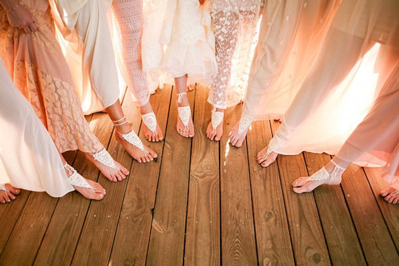 Crochet Ivory Barefoot Sandals, Beach Wedding shoes, Bride Foot jewelry, Brides sandals, Boho lace sandals, Sandals women, Soleless sandals image 4