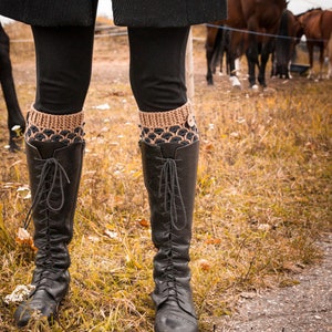 Chauffe-jambes tricotés, chaussettes en laine, câble image 2