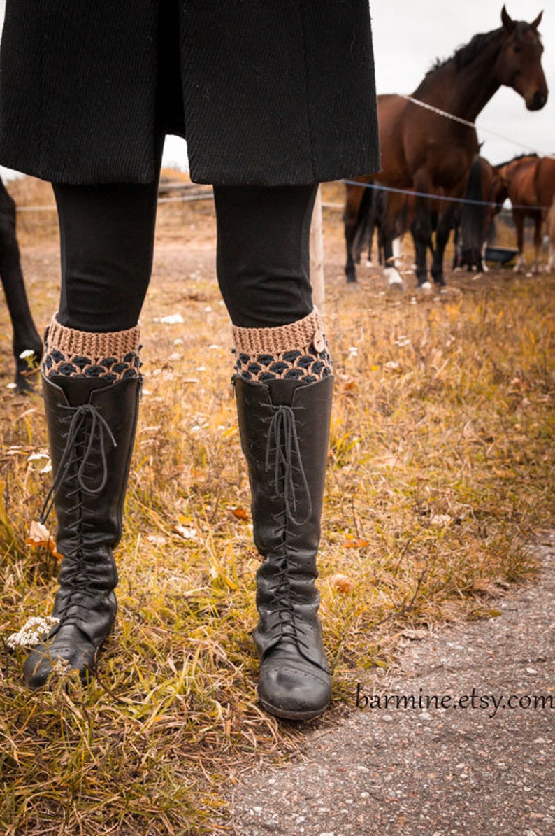 Chauffe-jambes tricotés, chaussettes en laine, câble image 2