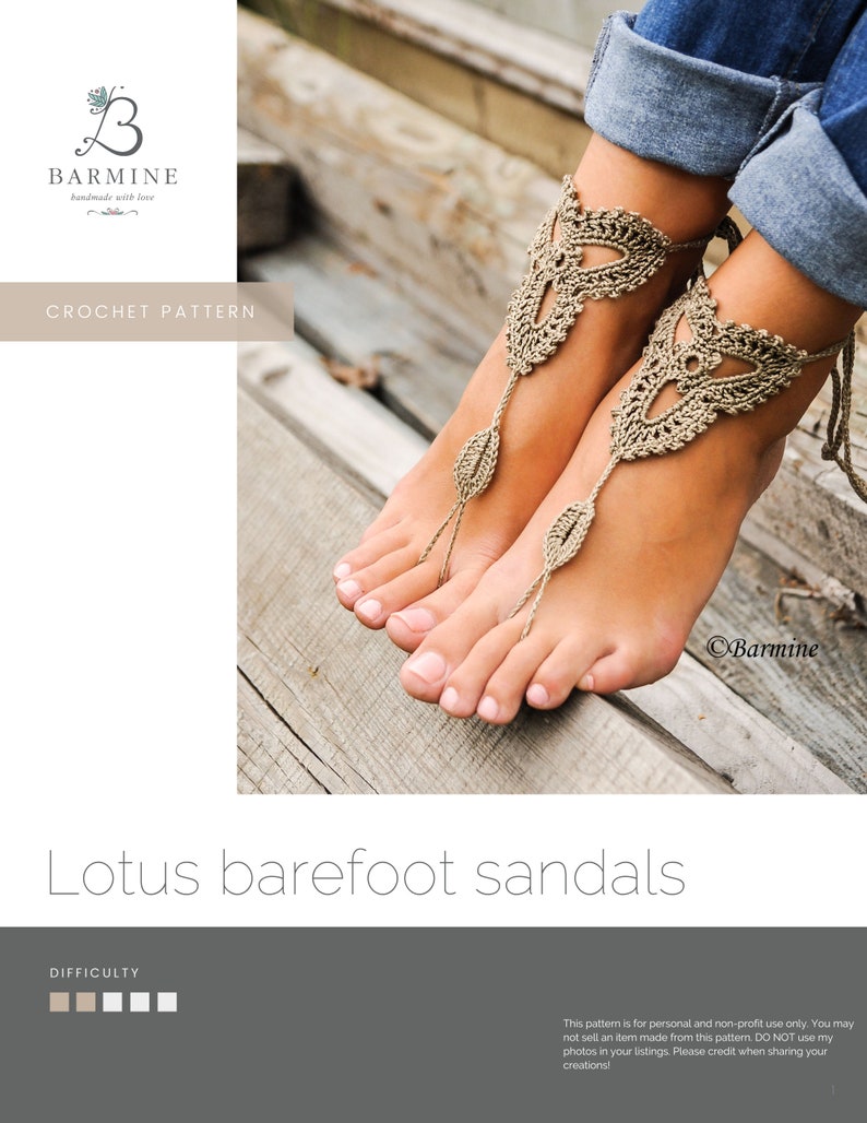 Crochet PATTERN Lotus Barefoot sandals crochet pattern, PDF crochet pattern image 1