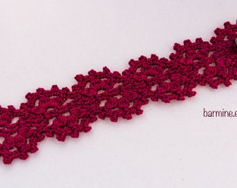 Crochet Bracelet, Wine Lace Cuff, Crochet Lace Bracelet, Lace Arm Cuff, Gift for a bohemian girl, teen, women, more colors