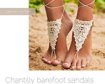 Crochet PATTERN Chantilly Barefoot sandales crochet pattern, PDF crochet pattern