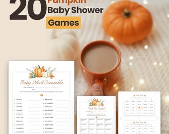 Fall Baby Shower Games Bundle, Little Pumpkin Printable Bingo, Word Scramble, Letter, A4 PDF