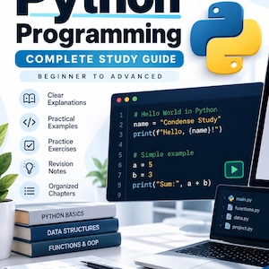 Python-programmeerhandleiding (PDF) | Aantekeningen, voorbeelden en oefeningen voor beginners | Digitale download
