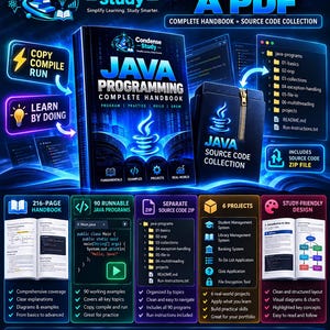 Java Programming Complete Handbook | 216 Pages, 90 Programs, 6 Projects (Digital Download) imagen 5