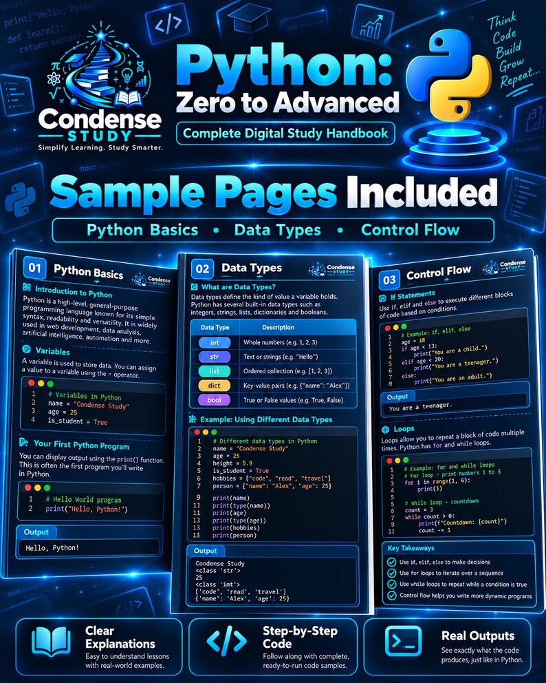 Python Zero to Advanced Handbook | 124 Pages, 73 Lessons, 6 Projects (Digital Download) 画像 6