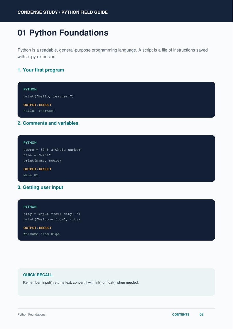 Guía de estudio de programación en Python en PDF / Apuntes, ejemplos y ejercicios de programación para principiantes / Descarga digital imagen 3