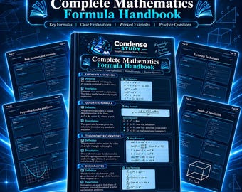 Complete Math Formula Handbook PDF | 113-Page Study Guide for Algebra, Geometry, Trigonometry & Calculus | Solved Examples
