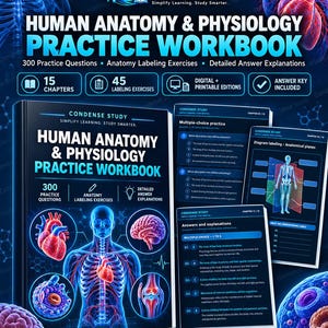 Anatomy & Physiology Workbook PDF | 300 Practice Questions, Labeling Exercises and Printable Nursing Study Guide