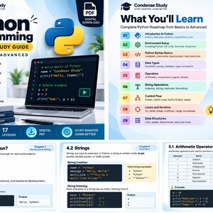 Guía de estudio de programación en Python en PDF / Apuntes, ejemplos y ejercicios de programación para principiantes / Descarga digital imagen 2
