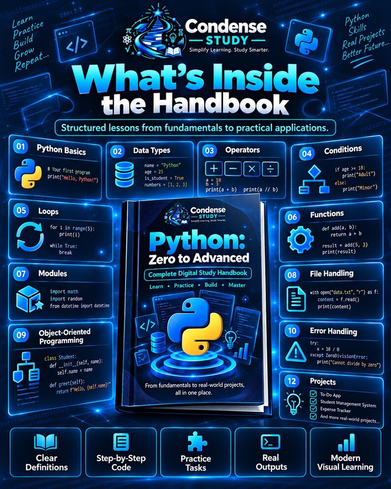 Python Zero to Advanced Handbook | 124 Pages, 73 Lessons, 6 Projects (Digital Download) 画像 2