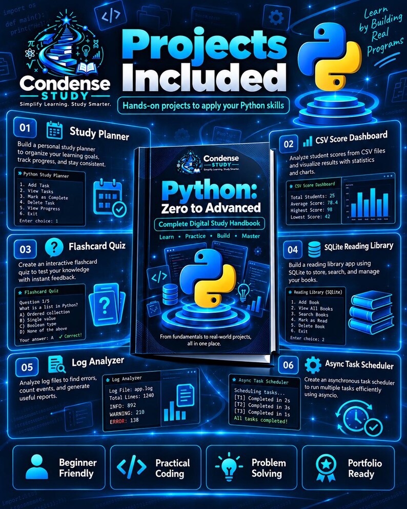 Python Zero to Advanced Handbook | 124 Pages, 73 Lessons, 6 Projects (Digital Download) 画像 4