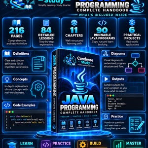 Java Programming Complete Handbook | 216 Pages, 90 Programs, 6 Projects (Digital Download)