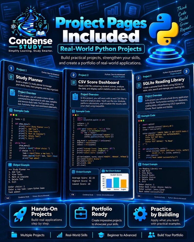 Python Zero to Advanced Handbook | 124 Pages, 73 Lessons, 6 Projects (Digital Download) 画像 8