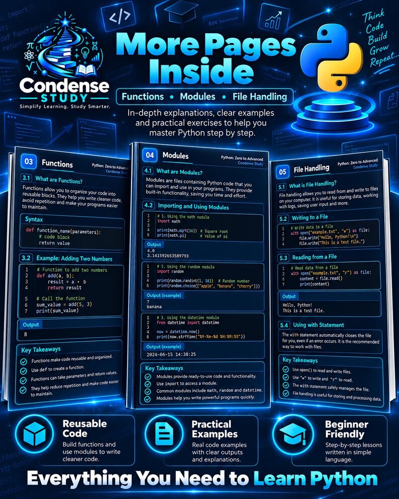 Python Zero to Advanced Handbook | 124 Pages, 73 Lessons, 6 Projects (Digital Download) 画像 7