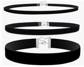 Schwarzes Samtband – Halsband, schlicht und minimalistisch, 6 mm / 10 mm / 20 mm / 40 mm – Gold / Silber