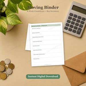 Moving Planner Printable, 8-Week Countdown, Box Inventory (Digital Download)