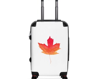 Valigia con motivo ad acquerello di foglie d'acero canadese - Bagaglio autunnale