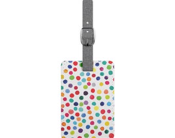 Etichetta rettangolare per bagagli Color Pop Confetti Multicolor Polka Dot