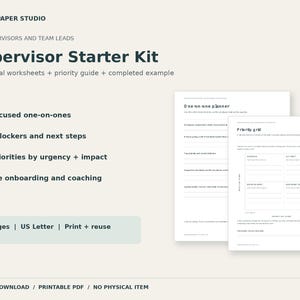 Supervisor Starter Kit: 8 Team Management Worksheets, Printable PDF
