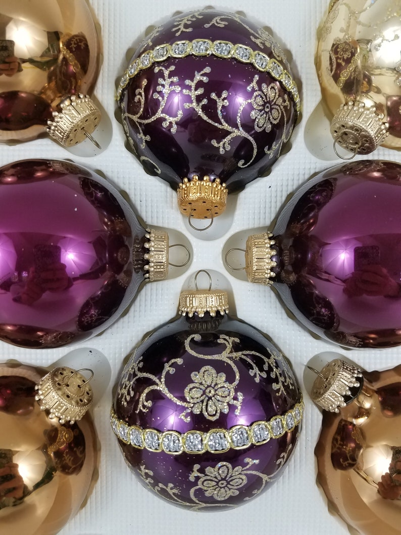Krebs Vintage Glass Christmas Ornaments Purple Glass Ornament Etsy
