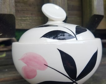 Pink flower Sugar bowl with lid