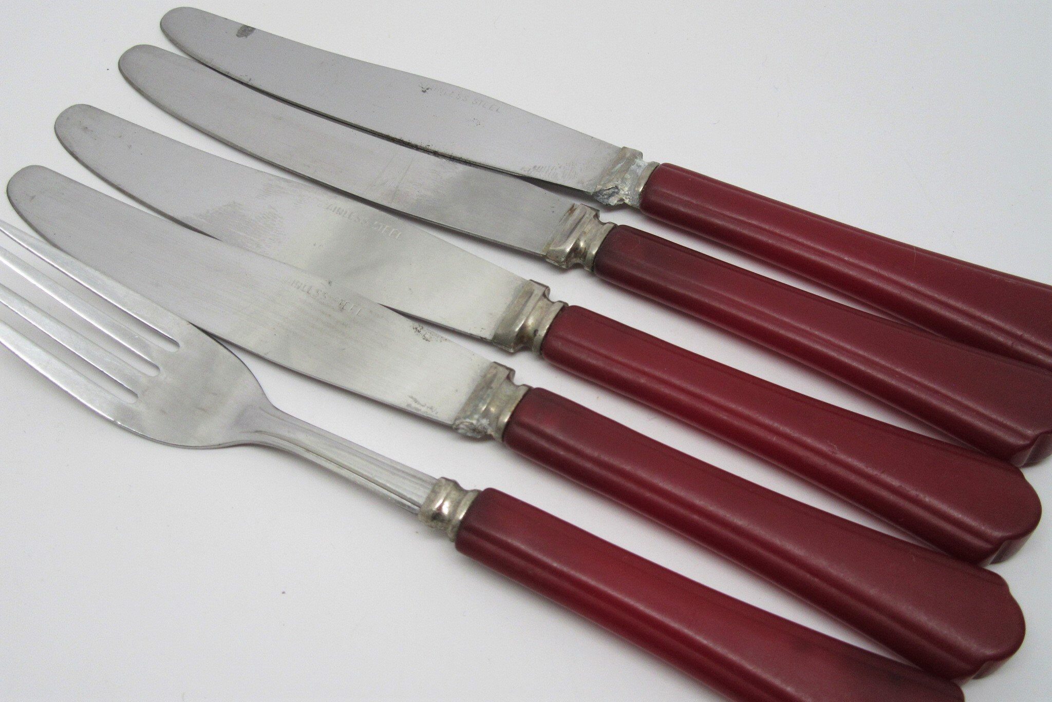 Vintage Bakelite utensils Red Bakelite Knives and Fork Etsy