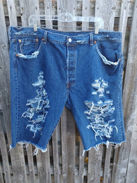 Vintage Levis 501 red tag distressed cut off shor… - image 1