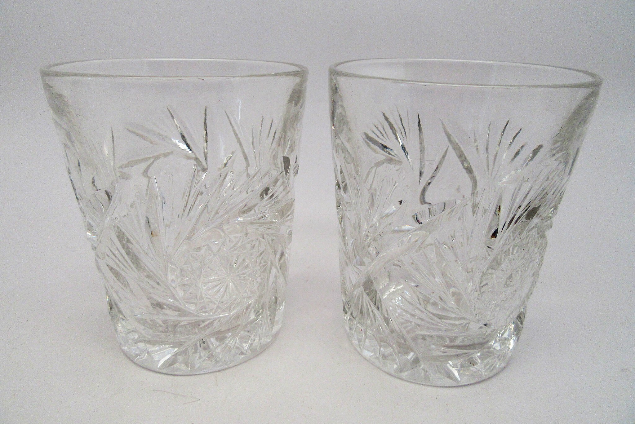 Vintage crystal tumblers with flowers crystal tumblers set Etsy