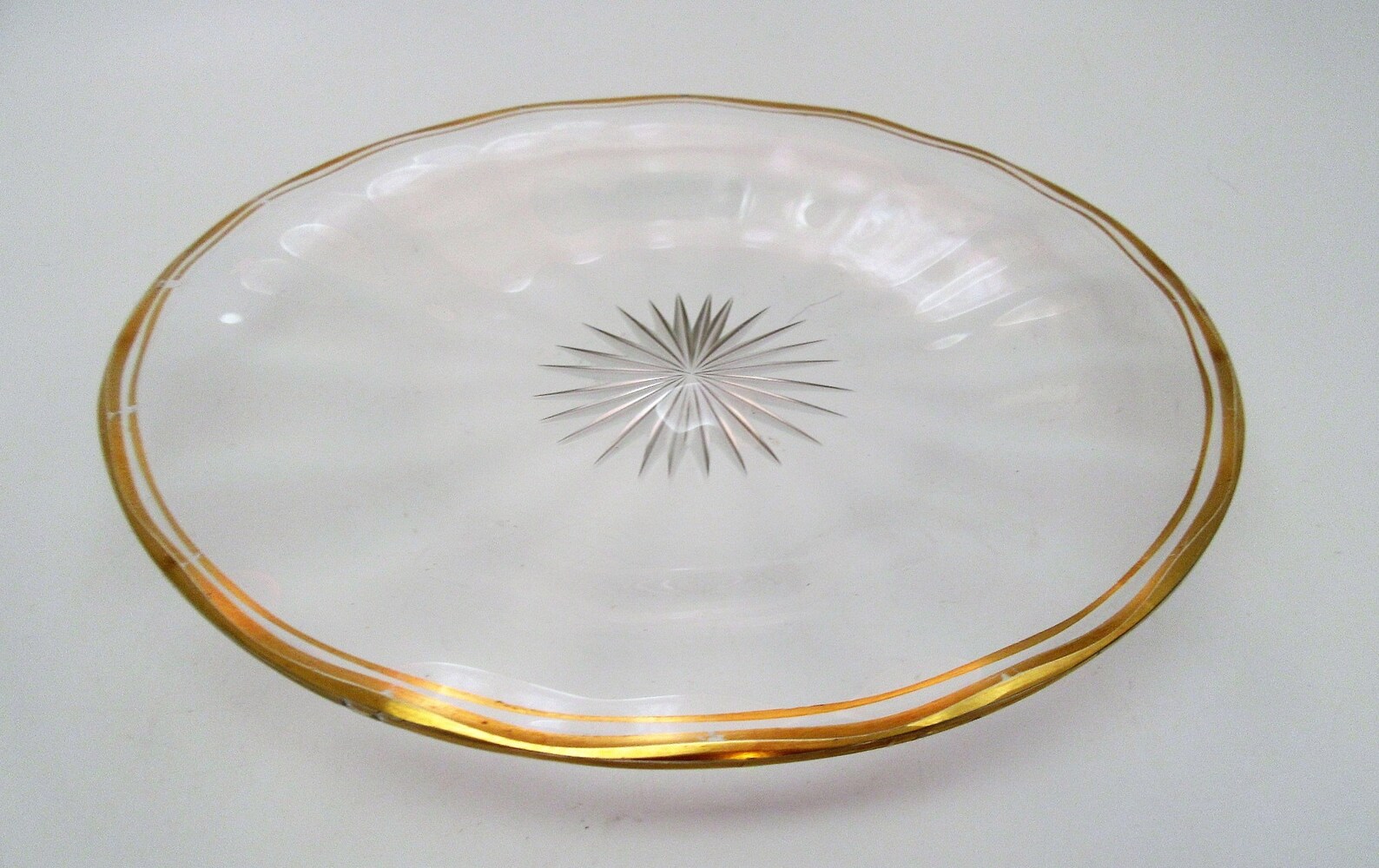 Vintage clear plates gold trim set of 4 7 Etsy
