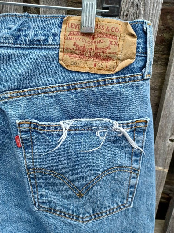 Vintage Levis 501 red tag distressed cut off shor… - image 6