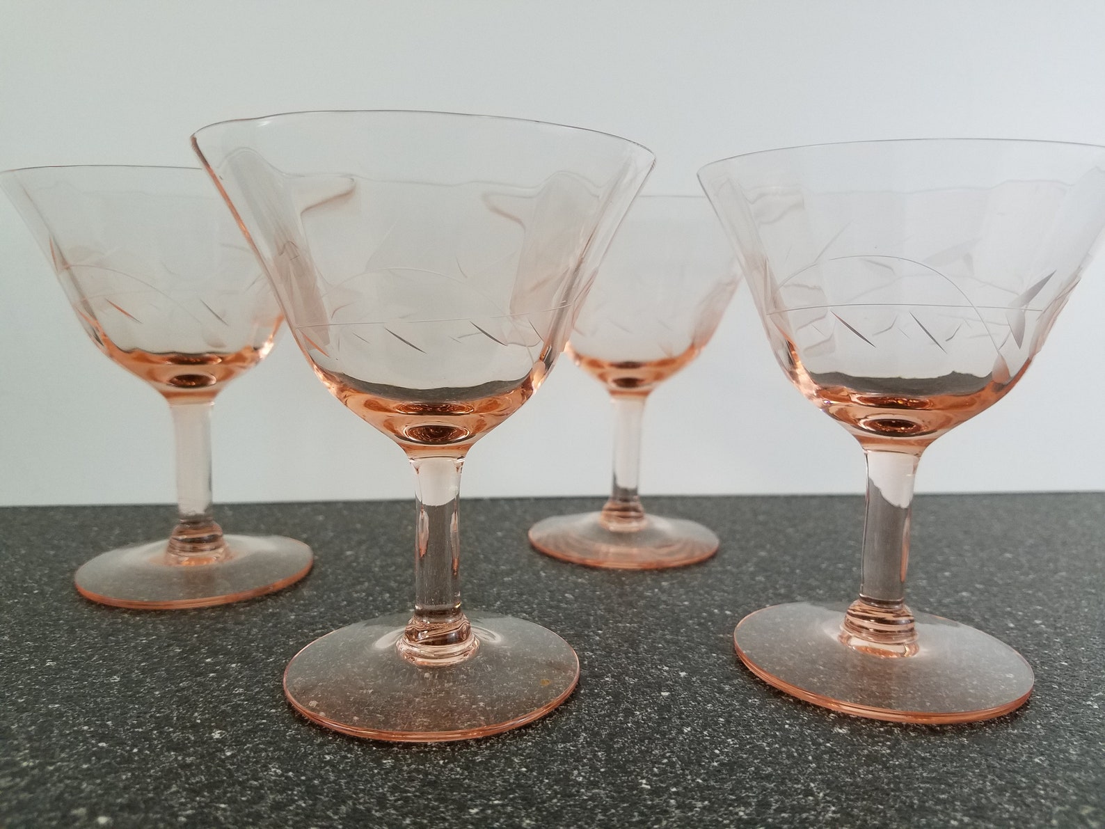 pink depression wine glasses
