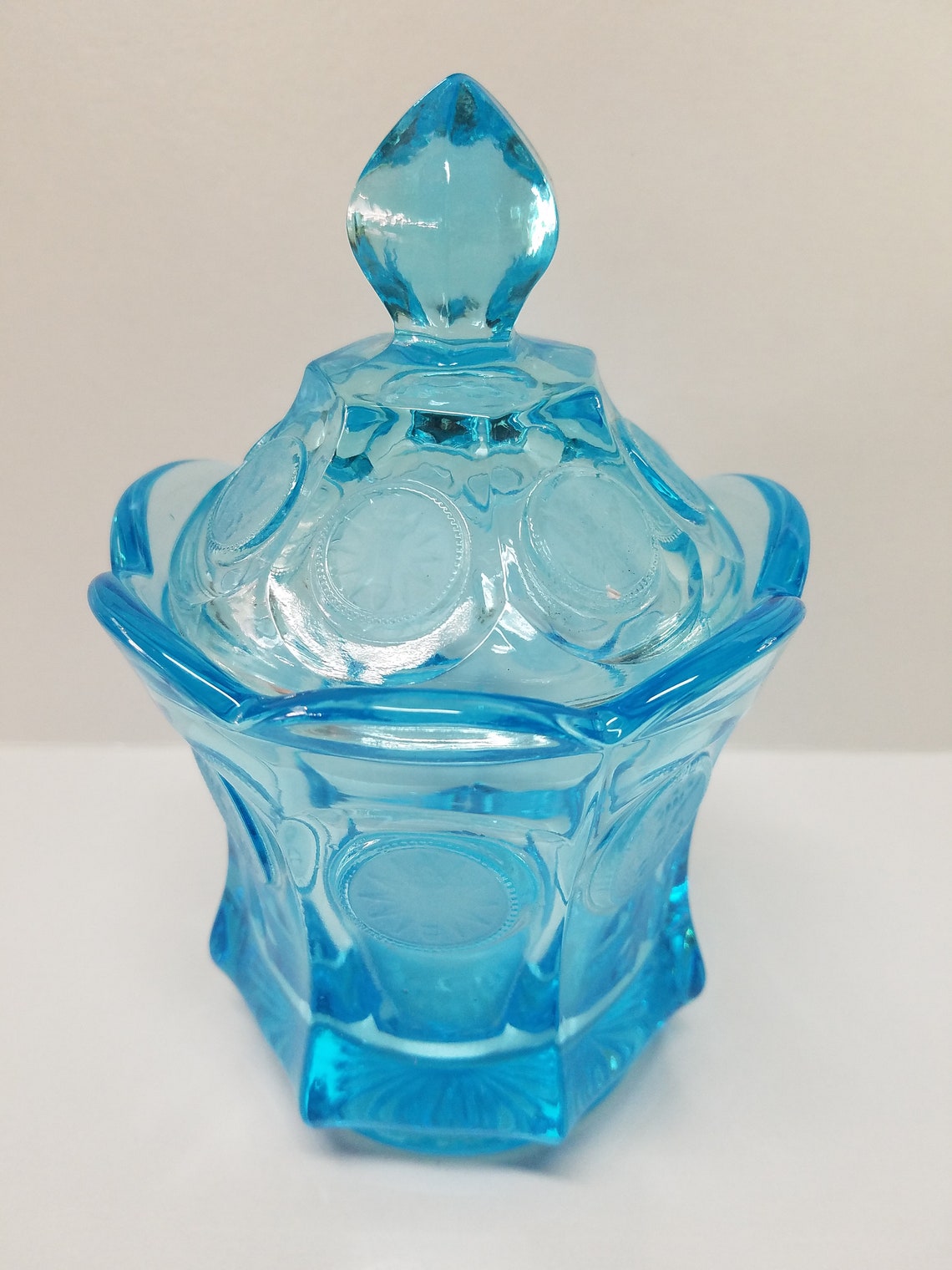 Fostoria coin candy dish light blue candy dish Etsy