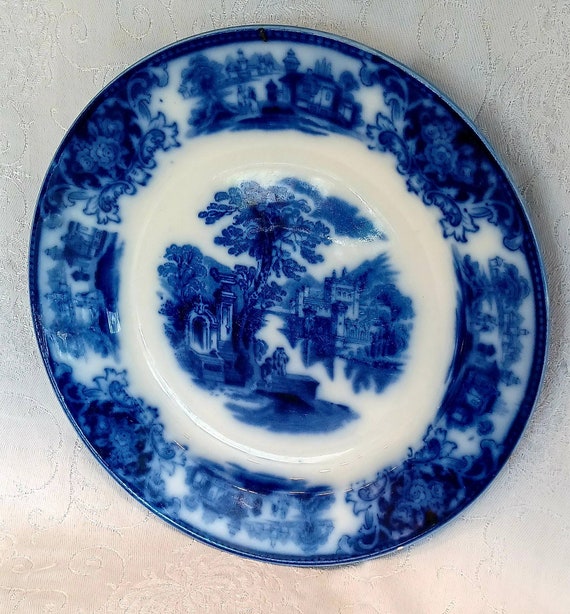 Antique Flow Blue Plates 1891 W.H. Grindley Shanghai Flow Blue