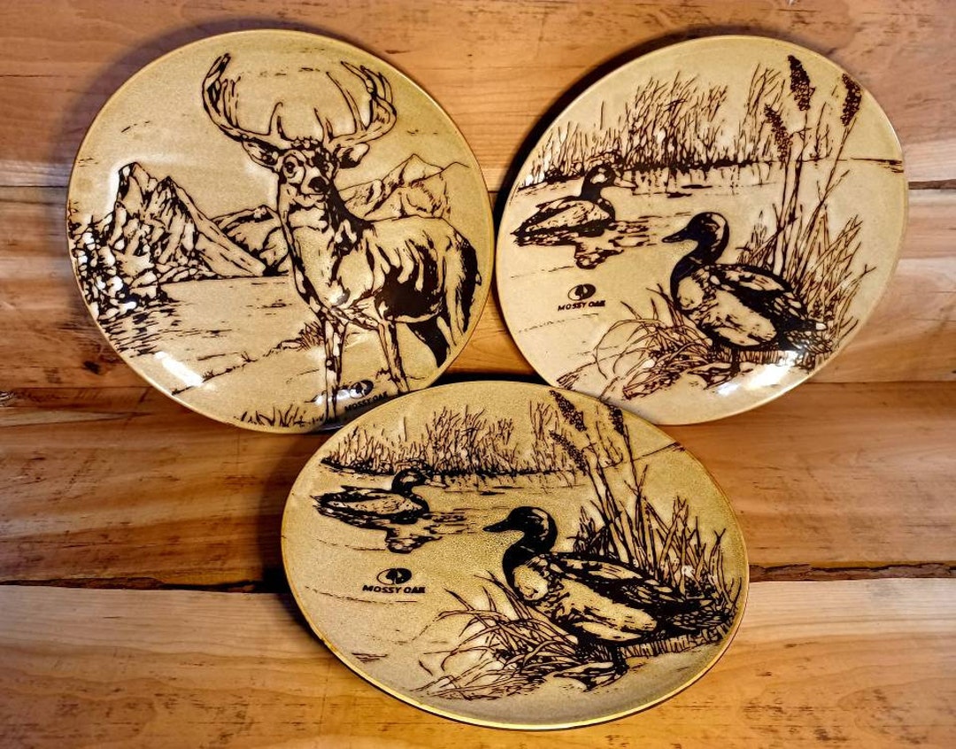 Vintage Mossy Oak Animal Print Dinner Plates Set of 3 Plates 1 Etsy