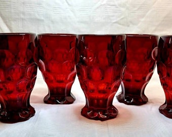 Vintage Ruby Red Tumblers Flat Tumblers Set of 6 Ruby Red - Etsy
