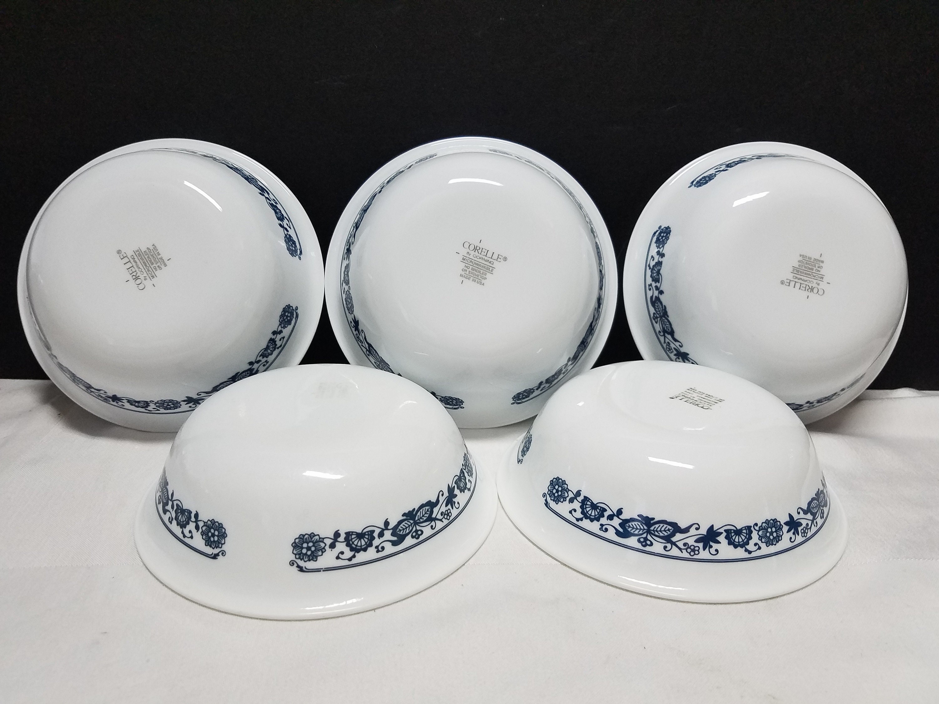 Vintage Corelle Old Town Blue Cereal Bowls Set of 5 picture photo