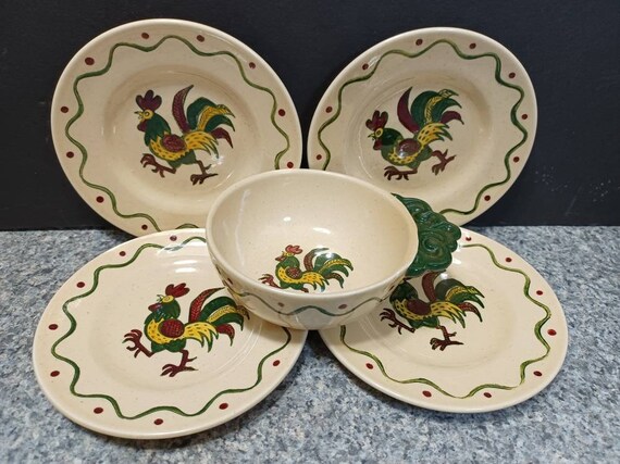 Vintage Poppytrail Metlox 4 Bread Plates 1 Open Soup Server Bowl 