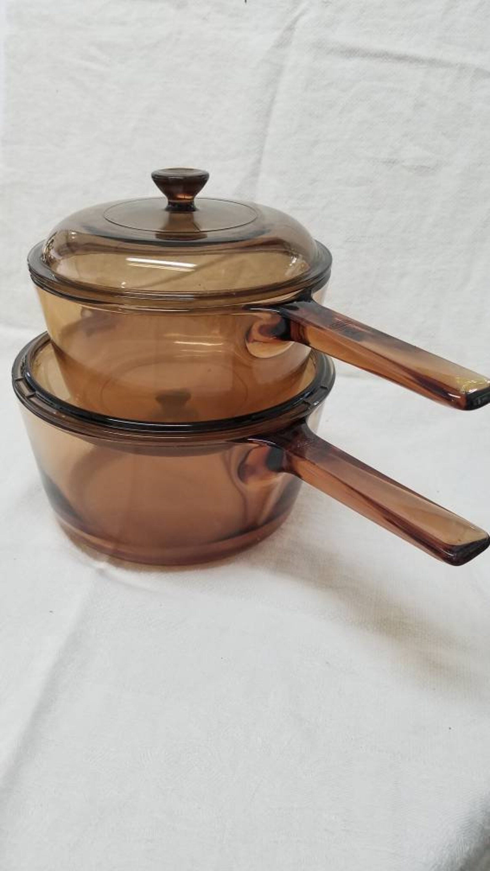Visions Cookware Amber Glass Saucepans With Lids 4 Pc Set Etsy