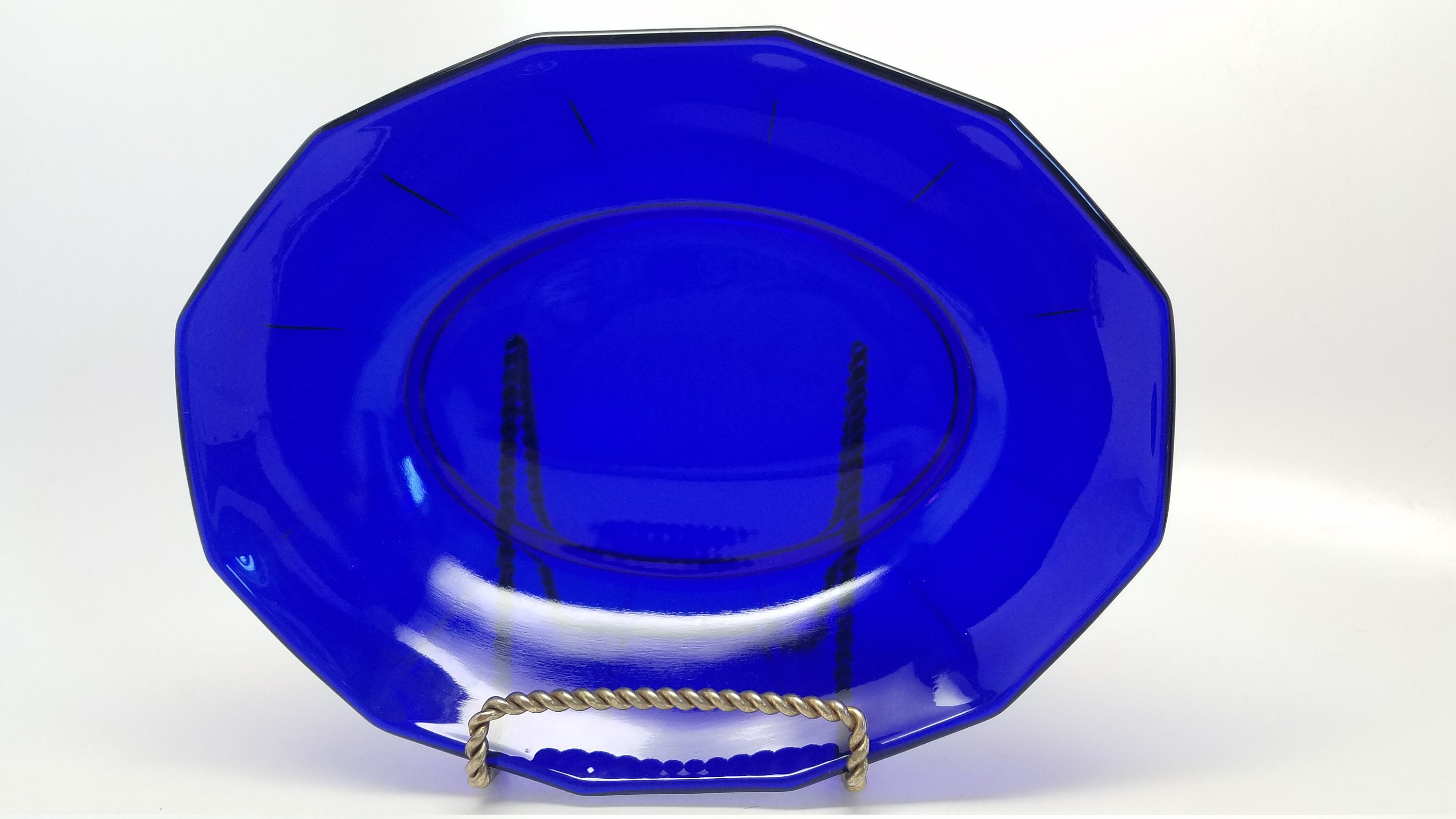Vintage Cobalt Blue Serving Bowl Cobalt Blue Glass Bowl Cobalt Etsy