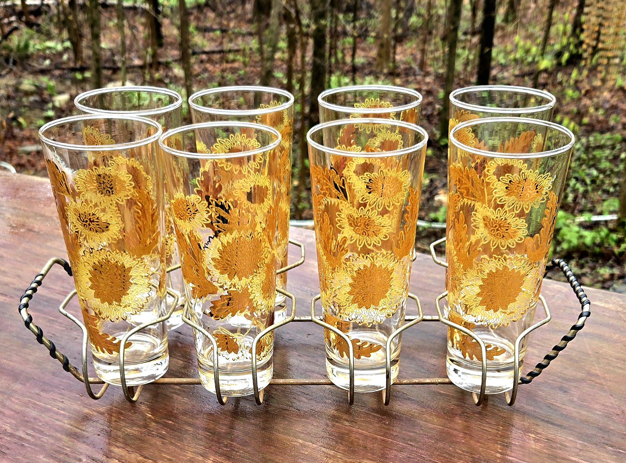 1960s 8 Glasses and Caddy - Etsy